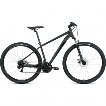 Велосипед FORWARD APACHE 29 2.2 disc (2021) черный матовый/черный с рамой 17"
