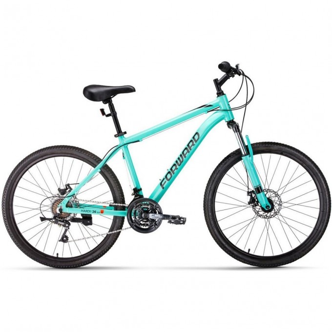 Велосипед FORWARD HARDI 26 2.0 D FR (26" 21 ск. рост. 18") 2023, мятный/черный RB3F6M16BXMTXBK-FR Велосипед FORWARD HARDI 26 2.0 D FR (26" 21 ск. рост. 18") 2023, мятный/черный RB3F6M16BXMTXBK-FR
