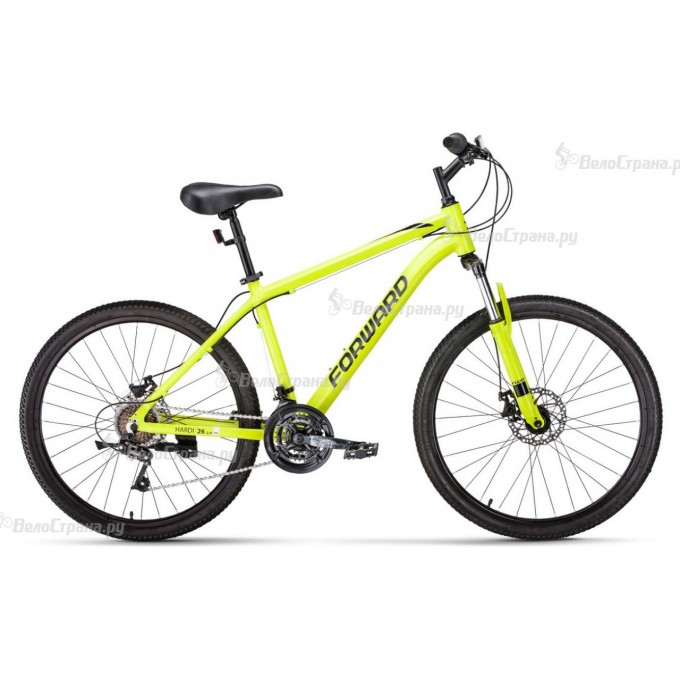 Велосипед FORWARD HARDI 26 2.0 D FR (26" 21 ск. рост. 18") 2023, ярко-желтый/черный RB3F6M16BBYEXBK-FR Велосипед FORWARD HARDI 26 2.0 D FR (26" 21 ск. рост. 18") 2023, ярко-желтый/черный RB3F6M16BBYEXBK-FR
