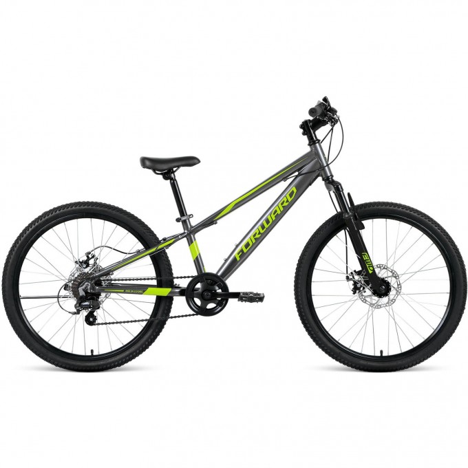 Велосипед FORWARD RISE 24 2.0 D, рама 11", 2022, серый/зеленый RBK22FW24797 Велосипед FORWARD RISE 24 2.0 D, рама 11", 2022, серый/зеленый RBK22FW24797