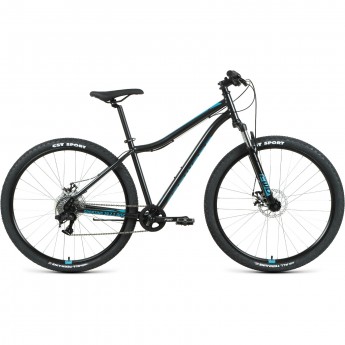 Велосипед FORWARD SPORTING 29 2.2 disc (2021) черный/бирюзовый с рамой 19"