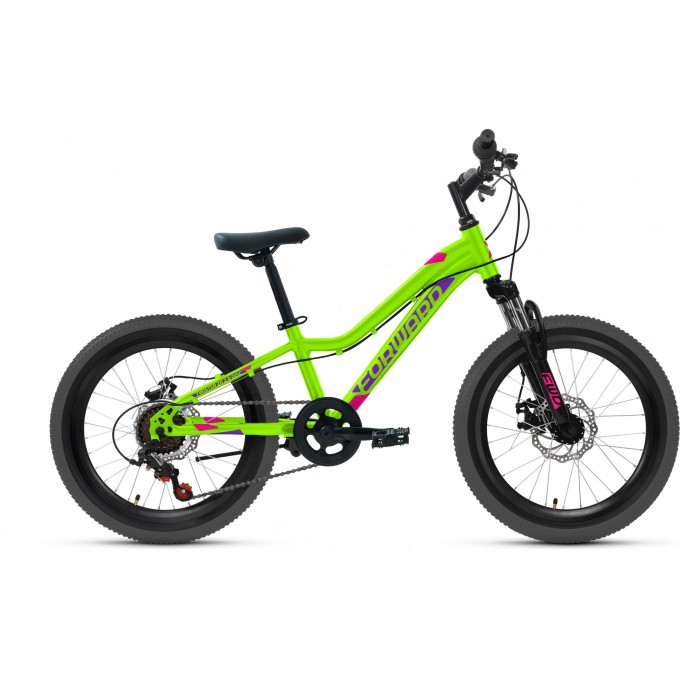 Велосипед FORWARD TWISTER 20 2.0 DISC, рама 10.5", 2020-2021, ярко-зеленый/фиолетовый RBKW1J306002 Велосипед FORWARD TWISTER 20 2.0 DISC, рама 10.5", 2020-2021, ярко-зеленый/фиолетовый RBKW1J306002